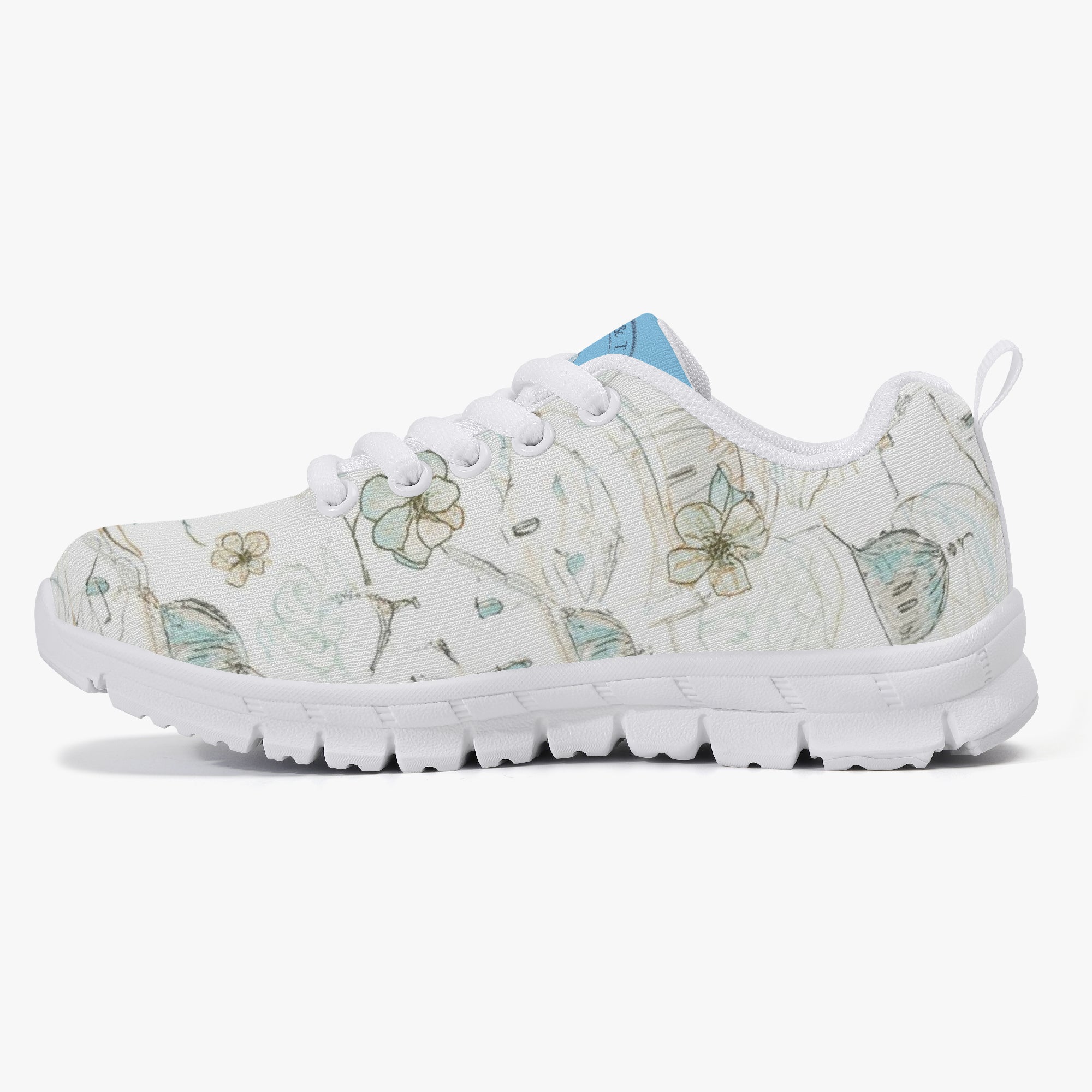 Girls’ Santorini Travel Sneakers featuring a lightweight design with floral patterns.